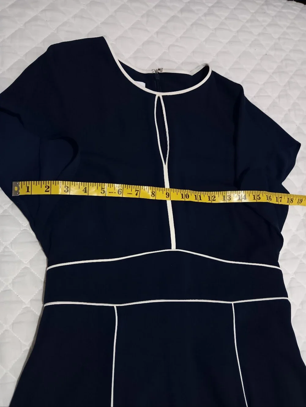 HOBBS Viola Navy And Ivory Dress Size 6 - Picture 10 of 15